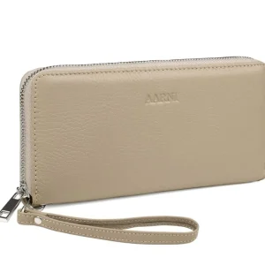 Aarni Hirvennahkainen Clutch, Taupe/Hopea