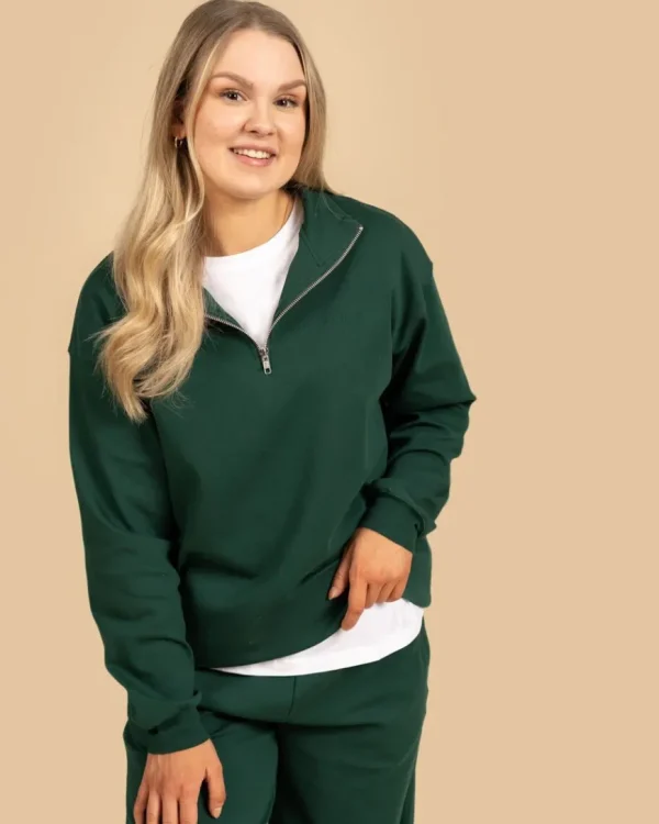 Riva Half Zip Paita, Tummanvihrea