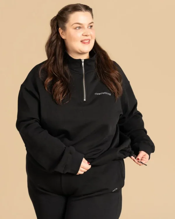 Riva Half-Zip Collegepaita, Musta